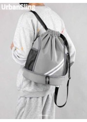 Spacious Waterproof Drawstring Backpack With Multi Pocket Design Perfect For Travel Sports And Outdoor Activities Ideal For Basketball Tennis And Swimming Gear And More Great Gift For Students And Men