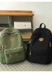 Small Corduroy Backpack For College Students Lightweight Casual Bookbag For High School Girls Boys Fits 14 Inch Laptop Travel Rucksack