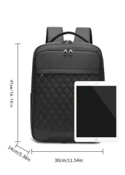 14Inch Waterproof Men Quilted Detail Charging Port Design Laptop Backpack Schoolbag For Travel College School Casual Backpack Laptop Backpack Commute With Large Capacity Lightweight Rucksack Summer Sc