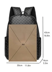 Large Capacity Printed Casual Backpack Fashion PU Leather Business Laptop School Bag