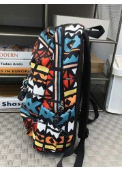 Casual Large Capacity Backpack Fashionable Graffiti Nylon Messenger Bag For School Student Umbrella Water Bottle Tablet Books Travel Including Pendant Suitable For Halloween Anime School Supplies