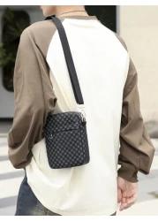 حقيبة كتف/متقاطعة صغيرة مربعة مصنوعة من جلد البولي يوريثان الأسود بطراز رجعي, حقيبة متعددة الوظائف للجامعة ول