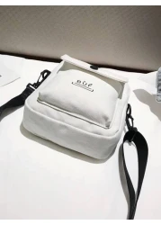 حقيبة كتف كانفاس للجامعة والرحلات يابانية طراز هاراجوكو أنيقة ، أحادية اللون محايدة ، مناسبة للطلاب والكليات