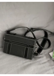 peach tree Mini Men Stitch Detail Square Bag Sling Bag Sport Bag For High School University Student For Travel College School Crossbody Bag Box Bags With Adjustable Strap Waterproof Mini Holiday Essen