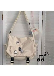 1pc Japanese Harajuku Style Solid Fashionable Casual Large Capacity Women Crossbody Bag High Shool Girls Messenger Bag For Class Teens Girls Boys Street Campus Crossbody Bag For University High Shool