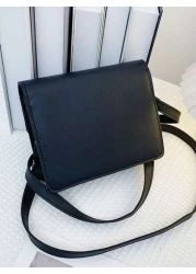 1 حقيبة كتف مربعة جلد PU صغيرة محكمة بإغلاق مغناطيسي، تصميم كاجوال مرن وأنيق مناسب للرجال، مع حزام قابل للتعديل