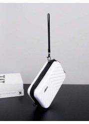 Compact Suitcase Messenger Bag Hard Shell Shoulder Bag Crossbody Bag Lightweight For Back To School College Travel Water Resistant PVC Material Minimalist Casual Style Gifts For Boyfriend Sling Bag Fa