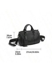 American Niche Minimalist Men s Bag Crossbody Bag Fashion Boston Pillow Bag Houndstooth Letter Geometric Pattern Print Block Bag PU Leather Classic Cylindrical Shoulder Bag Street Style Small Bag Hand