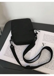 1 حقيبة كتف صغيرة أحادية اللون من القماش الأكسفورد، حقيبة جانبية عصرية بسيطة، مناسبة للاستخدام اليومي