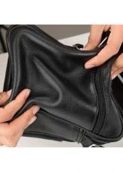 Men s Casual Genuine Leather Multifunctional Adjustable Shoulder Bag Black