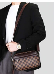 حقيبة كتف رجالية للعمل، حقيبة جلدية عالية الجودة للحمل عبر الجسم، حقيبة يد صغيرة مربعة أنيقة متعددة الطبقات،