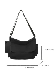 MINGHONG حقيبة كتف مائلة واليابانية، حقيبة كروسبودي قماشية بسيطة جديدة، حقيبة كتف ماركة، حقيبة ظهر للطالب، حقيبة