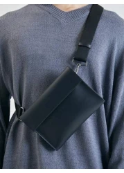 حقيبة سروج أنيقة باللون الأسود بواجهة واقية، حقيبة رسول مزودة بسير متقاطع ، حقيبة جلد لأغراض العمل والسفر وال