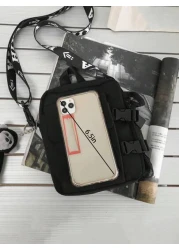 High School Students University Freshman Multifunctional Sling Bag Shoulder Bag Casual Bag Mini Men Letter Graphic Square Bag With Bag Charm Handbag For Travel College Sports Commute Dorm Practical St