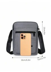Zipper Closure Men s Grey Nylon Shoulder Crossbody Bag Sling Bag Shoulder Bag Side Bag Square Bag For Holiday School Bag For College Students Summer Gifts For Boyfriend College Bag Dad Sling Bag Multi