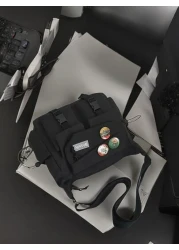 Preppy Style Nylon Crossbody Bag Large Capacity Messenger Bag For Outdoor Activities School Work Travel Daily Use Sling Shoulder Side Vacation School Summer Carry On Black Personalized Gifts Dad Husba