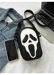 حقيبة كروس بو جلدية مع سحاب للتخزين الخارجي لعيد الهالوين