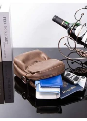 حقيبة هاتف جديدة للرجال، حقيبة رسول بسيطة من الجلد على الكتف على الطراز الكوري، حقيبة خصر صغيرة عصرية للخارج،