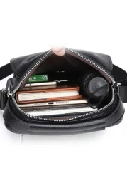 حقيبة كتف جلد صناعي (بي يو) للرجال، حقيبة كاجوال للطلاب الجامعيين