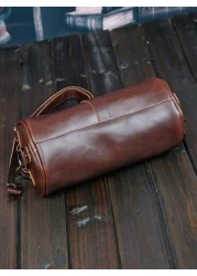 حقيبة كتف أسطوانية متعددة الوظائف مقاومة للماء للعمل والكلية والسفر والمدرسة من جلد البولي يوريثان بتصميم بس