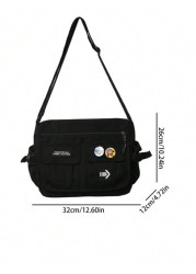 High School Students Multifunctional Sling Bag Shoulder Bag Casual Bag Letter Patch Messenger Bag For Travel College School Outdoor Sports Crossbody Bag Side Bag Lightweight With Adjustable Strap Nylo