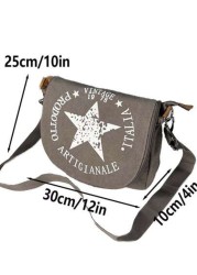 Pentagram Crossbody Bag Tassel Zipper Design Retro Classic Men Shoulder Bag Suitable For Hiking Commuting Travel School Sling Bag