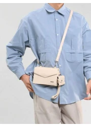 حقيبة كتف مربعة للرجال مع محفظة صغيرة، حقيبة جانبية وحقيبة حمل عبر الجسم، هدية مناسبة ليوم الأب والعيد والتنق