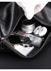 حقيبة كاجوال صغيرة للرجال على شكل دلو، حقيبة كتف مناسبة للسفر والتنقل واليوم الدراسي