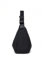 1pc Polyester Fiber Solid Black Shoulder Bag Crossbody Bag Simple Style For Dating Travel School Etc Sling Bag Side Bag For Holiday Travel Essentials Summer Gifts For Boyfriend College Bag Multi Funct