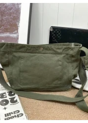 1pc Men Canvas Crossbody Bag Large Capacity Shoulder Bag Casual Minimalist Solid Color Mini Crossbody Bag Suitable For Gifts On Halloween Christmas Valentine s Day Autumn Winter School Supplies