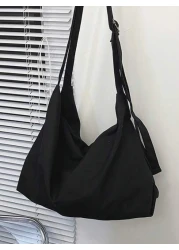 حقيبة واسعة السعة ذات موحد اللون عصرية، حقيبة كتف كاجوال للرجال، حقيبة رسول جنسية محايدة، حقيبة ظهر للطلاب في