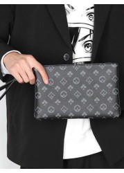 Portable Fashion Pu Leather Men Wallet Hand Bag Male Clutch Purse Large Capacity Coin Zipper Purses Money Bag Wash Bag Toiletry Bag Handbag For University Students For Outdoor Travel Work And School H