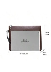 Men Clutch Bag Men Handbag Men Wristlet Bag Water Proof Portable Lightweight For College Business Travel PU Leather Business Simple Style Streetwear College Student Summer Old Money Multi Card Clutch