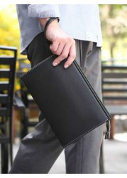 gorchis New Style Men s Clutch Bag Black Toiletry Bag Large Capacity Business Hand Carry Bag Simple Versatile PU Leather Underarm Envelope Bag With Multi Card Slots Fashion Man Bag