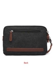 1 Pc Casual Canvas Men Clutch Wrist Bag With Faux Leather Wallet Men Handbag Clutch Bag Long Wallet Coin Purse Phone Bag For Travel And Business Multi Colors Available Purse Essentials