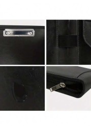 1pc DIY Zippered PU Leather Business Padfolio Notebook With Letter Size Clipboard A4 Portfolio Binder Organizer Folder Interview Resume Document Organizer With Sleeve Holder Black A Great Partner For