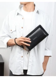 KAIDUCH حقيبة يد كلاتش فينتاج بحجم كبير، حقيبة مع سحاب مزدوج، حقيبة هاتف، محفظة منظمة للبطاقات والأوراق النقدية،