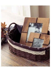 مجموعة من 2 سلال منسوجة بيضاوية صديقة للبيئة مع مقابض - صناديق تخزين متينة بإطار بلاستيكي قوي وبطانات قماشية قابلة للإزالة والغسل لتنظيم المنزل في غرفة المعيشة، غرفة النوم، الحمام، وغرفة الأطفال - بني