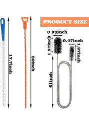 3-Piece Drain Cleaning Kit &ndash; Includes a 155cm Dual-Sided Pipe Cleaning Brush, 45cm Sink Unclogging Brush, and 50cm Hair Removal Tool for Showers, Bathrooms, and Kitchen Drains