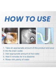 Rapid-Foaming Drain Cleaner Powder &ndash; 200g Powerful Formula for Clearing Clogs in Sinks, Bathrooms, and Kitchens, Safe for All Pipes and Helps Prevent Future Blockages