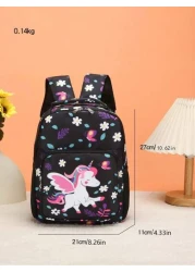 1pc Fashionable Cute Cartoon Unicorn Butterfly Print Backpack Random Print Placement
