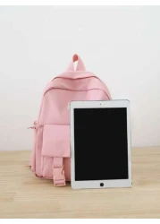 حقيبة ظهر عملية زغبي تصميم رسوم كارتون أرنب و مزخرف برقعة عبارة سستة لطيفة بنات