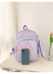 Cartoon Unicorn Printed Backpack For Girls With Pencil Case Included