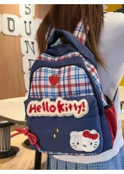 Sanrio Hello Kitty Backpack Retro Plaid Cute Cartoon Large Capacity Lightweight School Bag For Female College Students Niche Design Ideal For Classes And Casual Use Stylish Student Backpack For Everyd