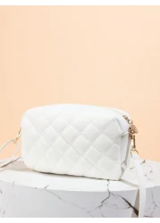 Quilted Zipper Square Bag Metal Letter Decor Shoulder Bag Adjustable Fashionable Girls Crossbody Bag Casual Phone Pouch