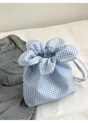 1pc Cute Crossbody Small Flower Bag Small Fresh Mobile Phone Bag Simple Plaid Walking Shoulder Bag Commuter Storage Bag Versatile Casual Bag Meets Basic Storage Needs Suitable For Outdoor Daily Use