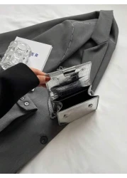 حقيبة كروس بودي صغيرة لطفل مع سلسلة من الجلد الصناعي باللون الصلب المعدني