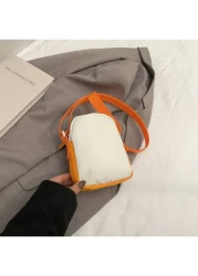 1pc New Contrast Color Shoulder Bag Sporty Casual Nylon Water Resistant Crossbody Bag
