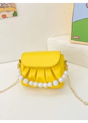 قطعة واحدة حقيبة كتف منسدلة بسلسلة اللؤلؤ الأنيقة المصنوعة من ال- PU المُبرمة بإتقان وبتصميم متناسق عالي الجود