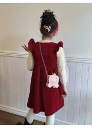 حقيبة كتف من الجلد الاصطناعي PU للبنات على شكل تيجان الأميرات الكرتونية